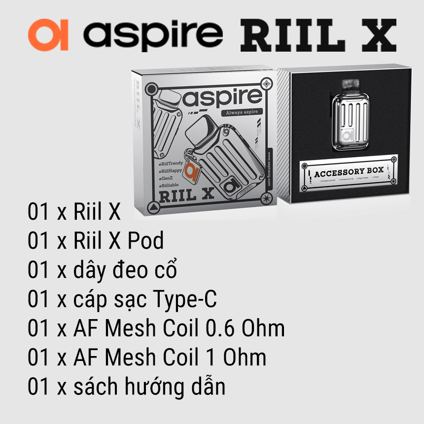 ASPIRE RIIL X POD KIT.